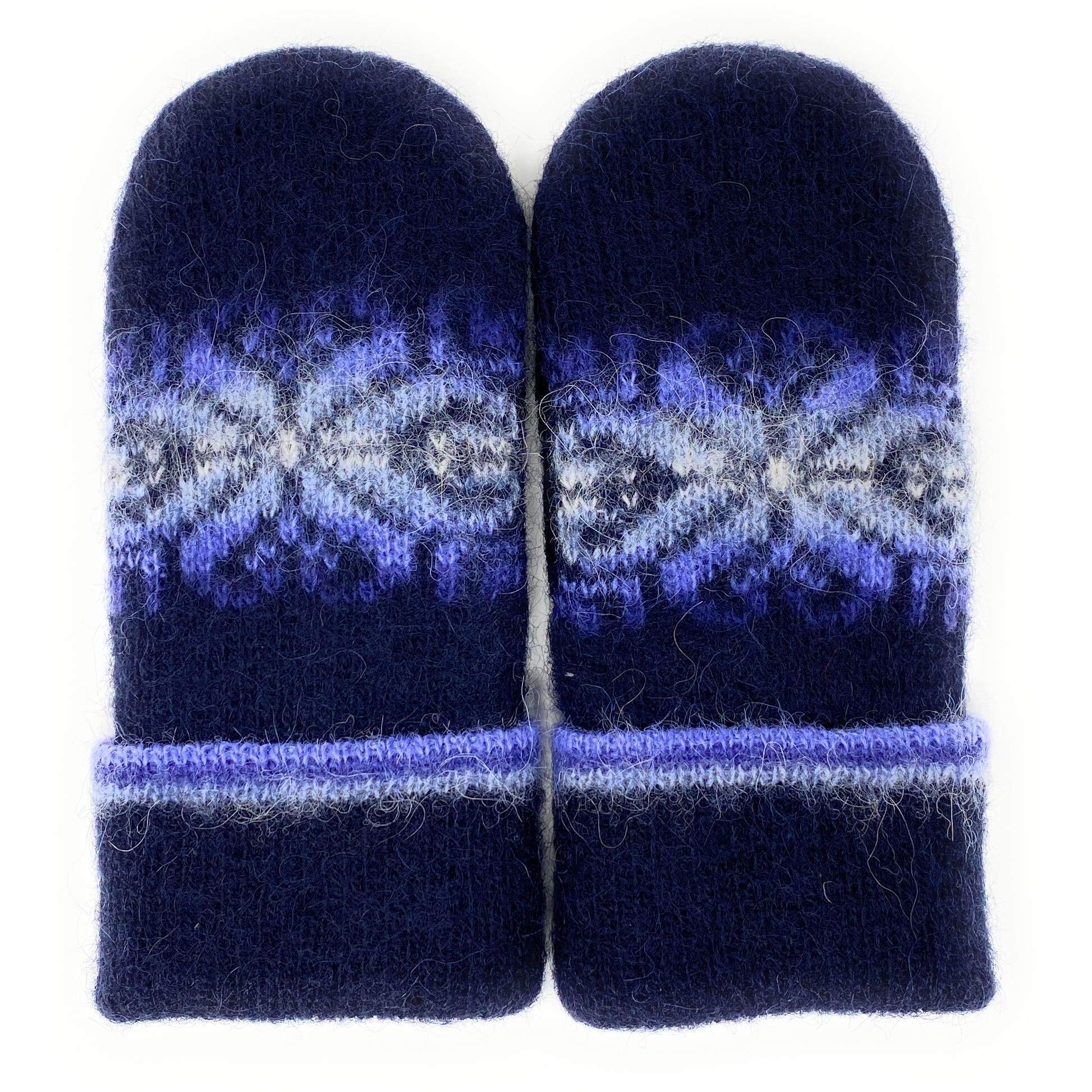 9918 Warm Women Knit Mittens 100% Icelandic Wool Fleece Lined Fire Red